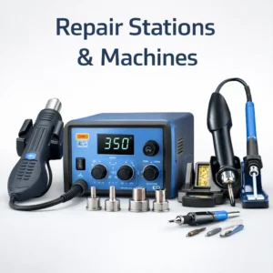 Repair stations and machines including hot air rework station and soldering station