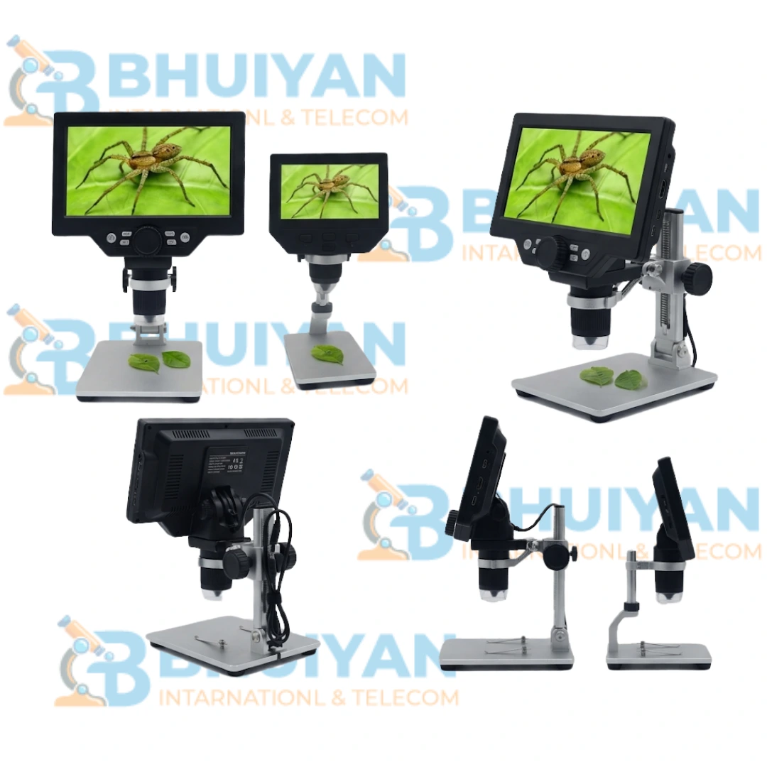 7 Inch Digital HD Microscope with LCD screen and adjustable stand for electronics repair.
