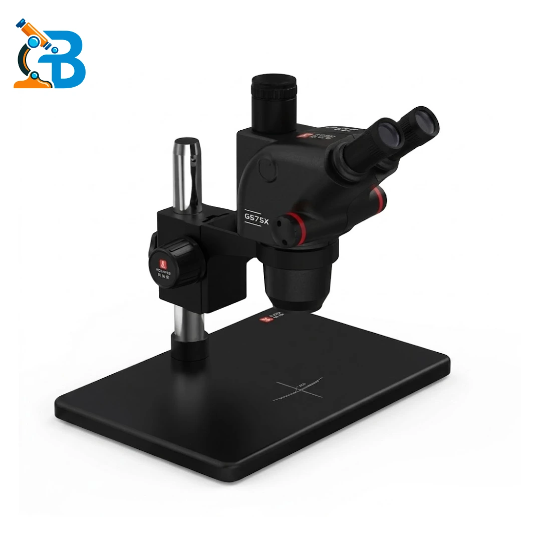 YCS 6575X Trinocular Stereo Zoom Microscope with 65X-75X magnification for mobile repair lab.