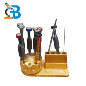 360 Degree Rotating Gold Aluminum Screwdriver and Tweezer Holder Organizer Stand